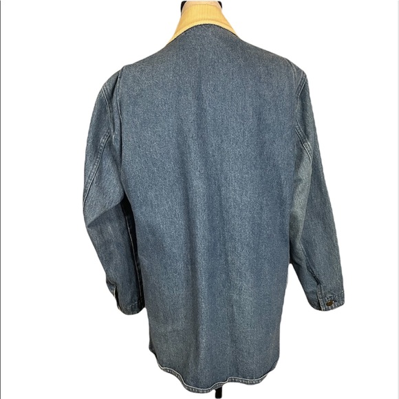 Vintage L.L. Bean Red Wool Blend Lined Corduroy Trim Heavy Denim Barn Coat Sz M - Picture 7 of 16